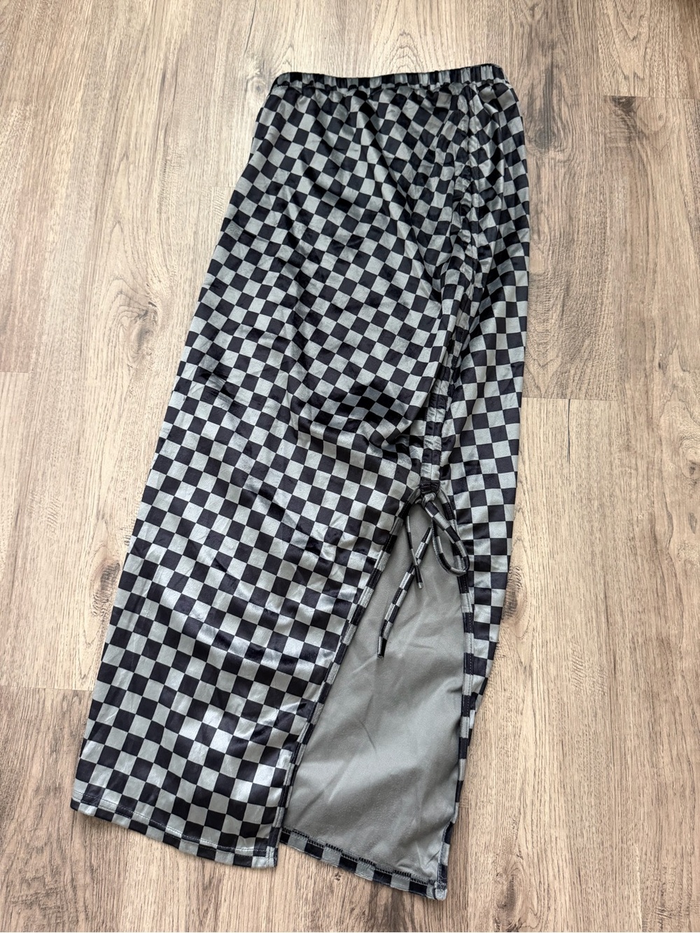 Source Unknown Checkerboard Maxi Skirt in Black and Gray